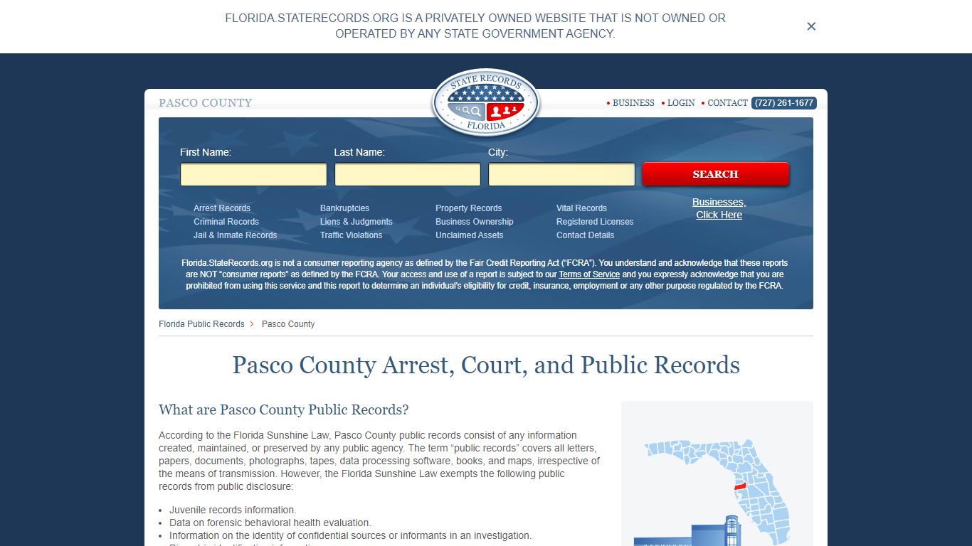 Pasco County Arrest, Court, and Public Records